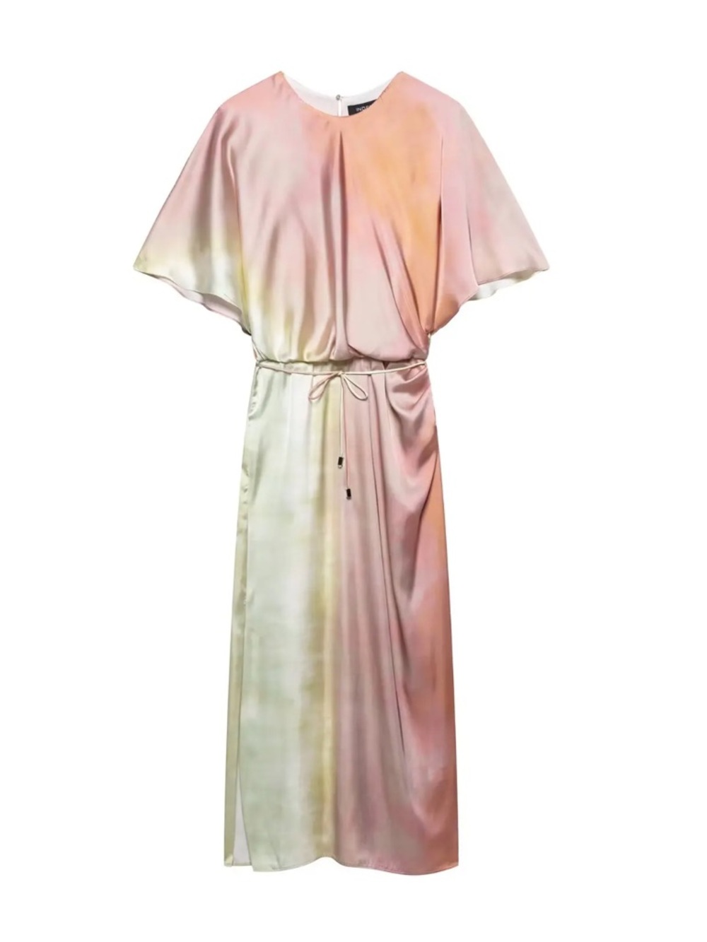 Zara Pastel Ombre Satin Midi Dress -‎ Pink, Peach, Cream
